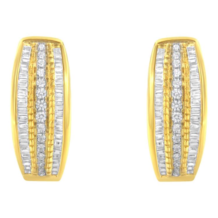 Haus of Brilliance 10kt. Gold 3/4ctw. Diamond Hoop Earrings