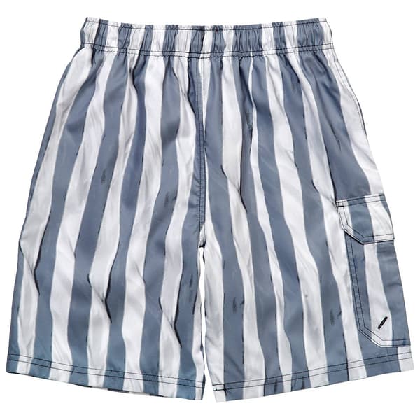 Young Mens SURFZONE&#174; Photo Real Flag Swim Trunks - Black/White