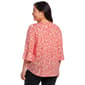 Plus Size Notations 3/4 Ruffle Sleeve Keyhole Neck Ikat Blouse - image 2