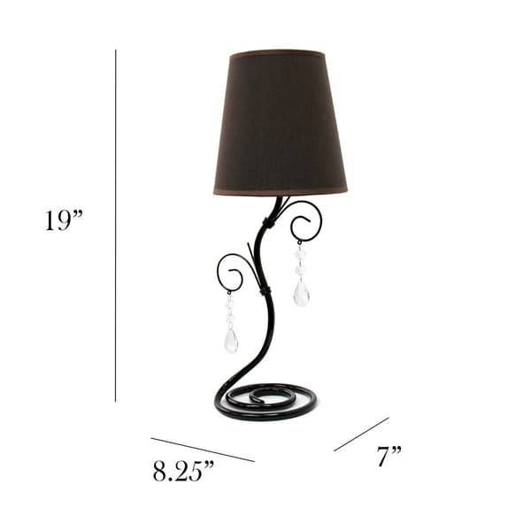 Simple Designs Twisted Vine Table Lamp w/Shade & Hanging Crystals
