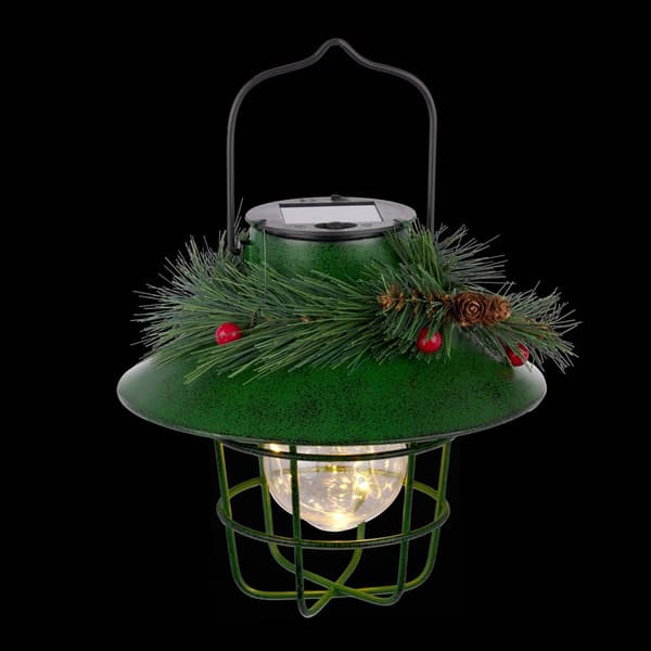 Alpine Solar Powered LED Outdoor Metal Lantern w/ Shepherd''s Hook