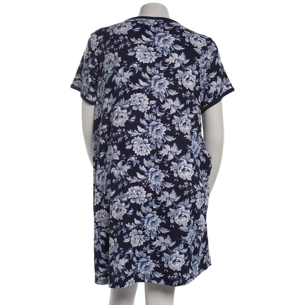 Plus Size René Rofé® Short Sleeve Ribbed Floral Nightshirt