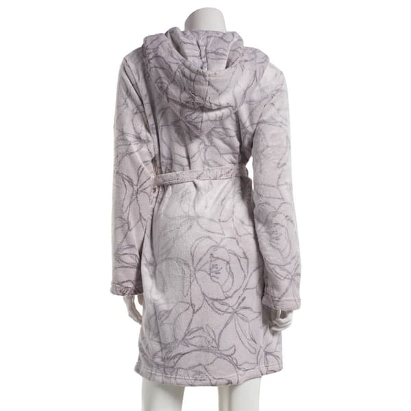 Womens Danskin Line Floral Luxe Plush Hooded Wrap Robe
