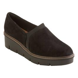 Womens Clarks(R) Airabell Mid Black Suede Loafers