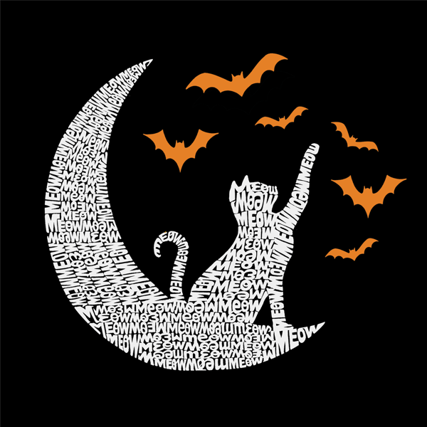 Plus Size LA Pop Art Lunar Bats Word Art Long Sleeve Tee