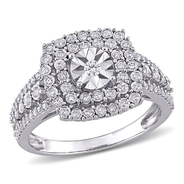 Diamond Classics(tm) 10kt. White Gold 1/2ctw. Diamond Square Ring - image 
