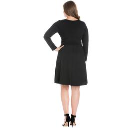 Plus Size 24/7 Comfort Apparel Belted Knee-Length Dress