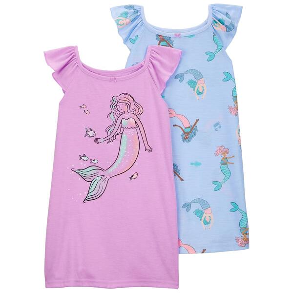 Girls Carter''s&#40;R&#41; 2pk. Sleeveless Mermaid Night Gowns - image 