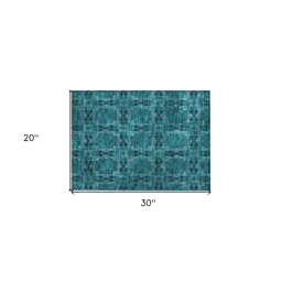 HomeRoots Floral Medallion Non Skid Indoor Outdoor Accent Rug