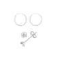 Box Sterling Silver Hoop and Stud Earrings Set - image 1