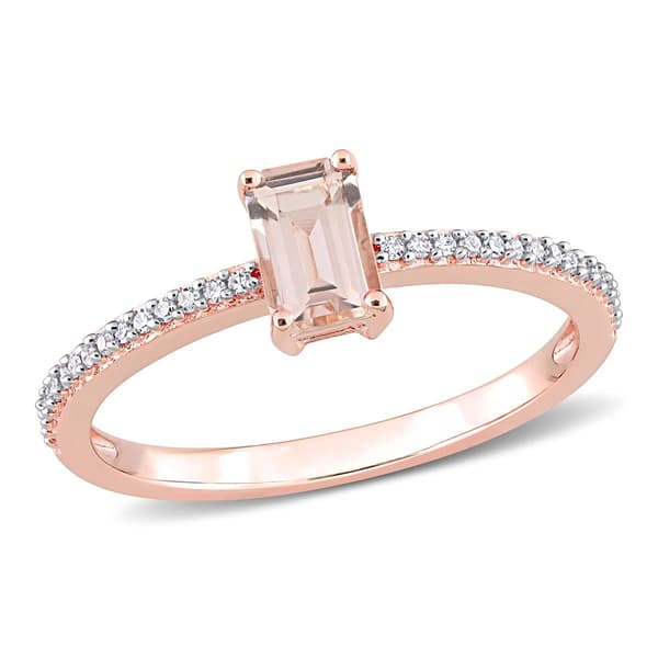 Gemstone Classics&#40;tm&#41; 10kt. Rose Gold Morganite Promise Ring