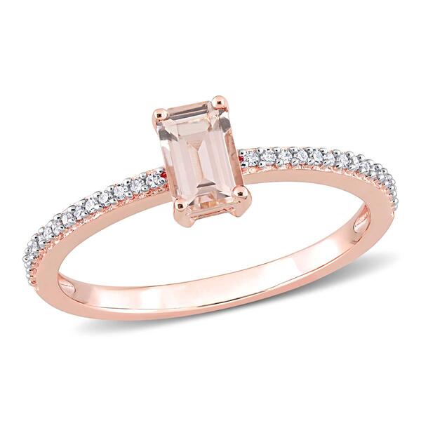 Gemstone Classics&#40;tm&#41; 10kt. Rose Gold Morganite Promise Ring - image 