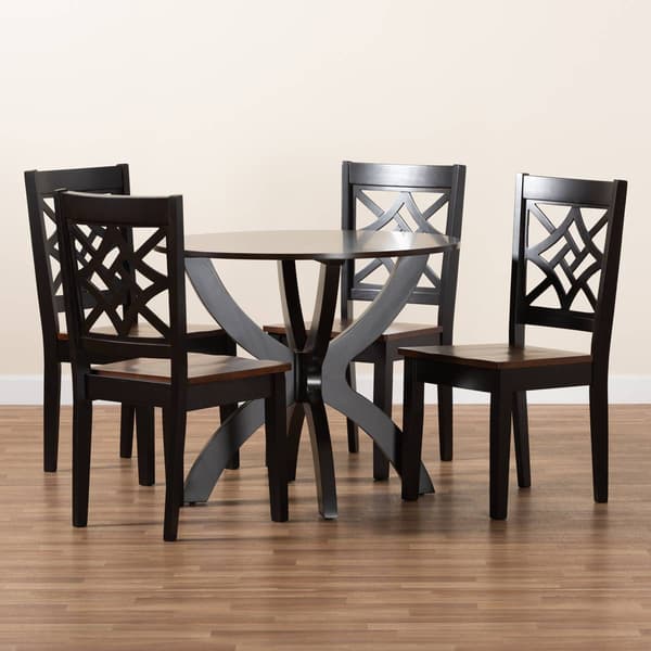 Baxton Studio Anila Two-Tone Dark Brown Wood 5pc. Dining Set