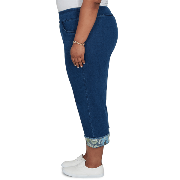 Plus Size Alfred Dunner Indigo Girls Floral Hem Pull On Jeans