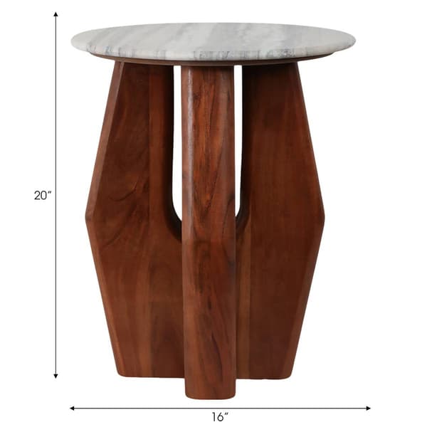 Sagebrook Home 20in. Curved Legs Marble Top Accent Table