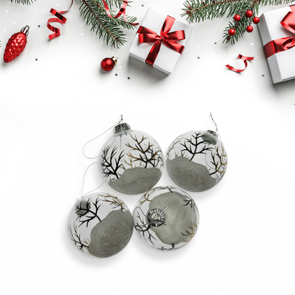 Northlight 4ct. Winter Forest Christmas Glass Ball Ornaments