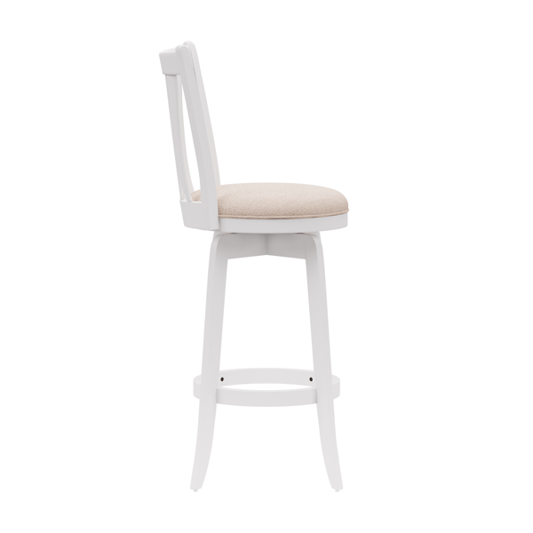 HH2 Home Savana White Wood Swivel Bar Height Stool