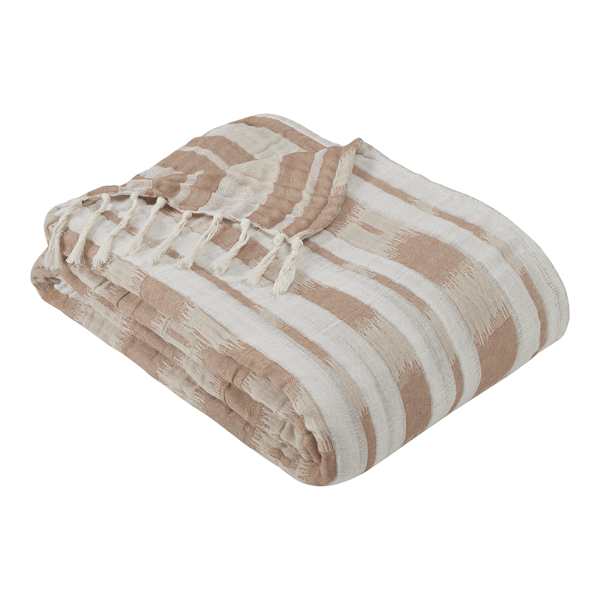 Palm Aire Amagansett Terracotta Stripe Cotton Throw Blanket