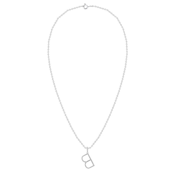 Nova Star® Sterling Silver Lab-Grown Diamond Initial B Pendant