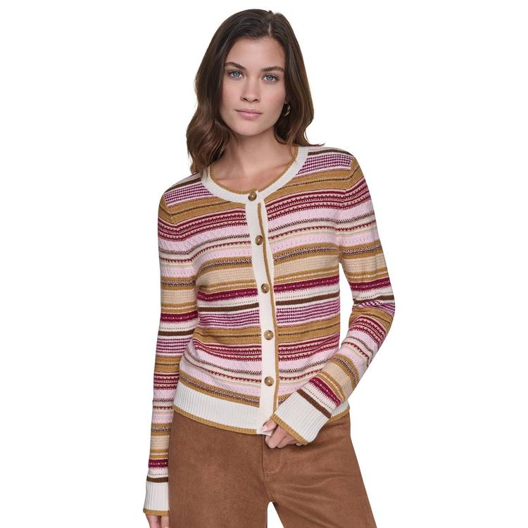 Womens DKNY Jeans Textured Stripe Cardigan Sweater