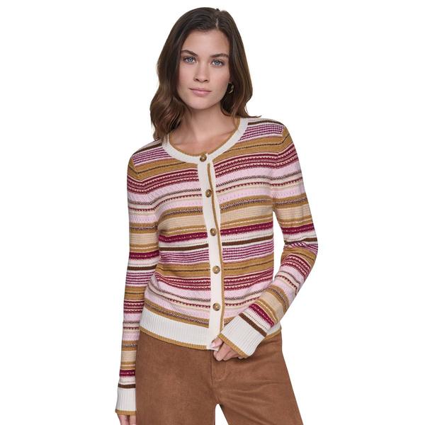 Womens DKNY Jeans Textured Stripe Cardigan Sweater