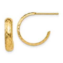 Gold Classics&#40;tm&#41; 14k Diamond-cut 3.5mm J-Hoop Earrings