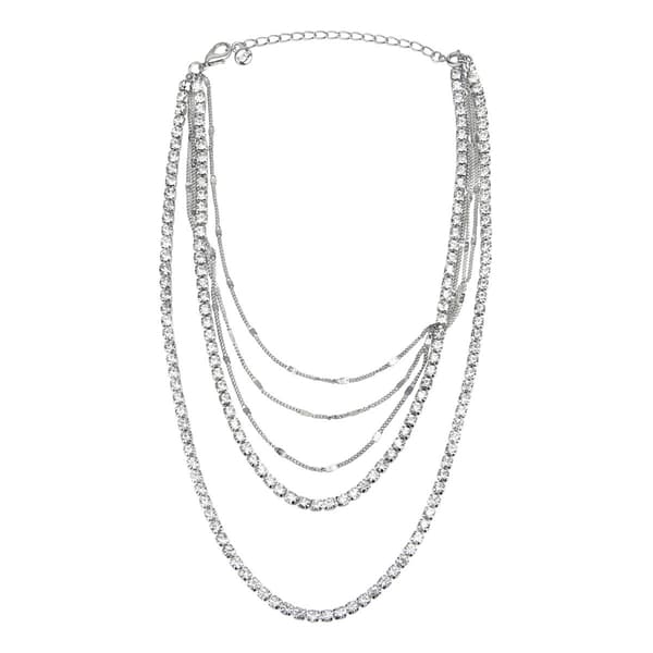 Roman Silver-Tone 5-Row Cup Chain Choker Necklace - image 
