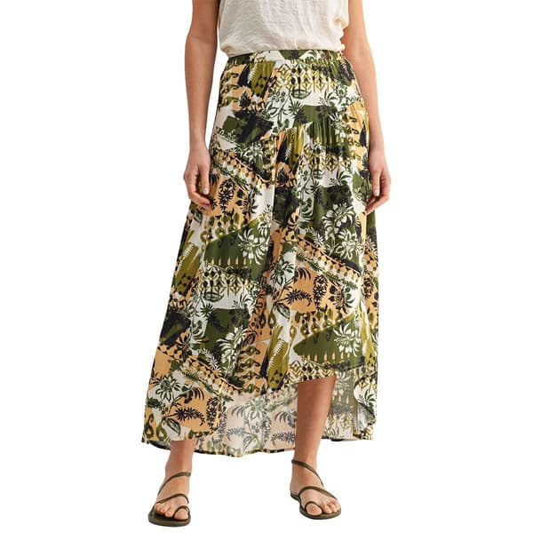 Womens CITY BLUES Print Double Slit Faux Wrap Midi Skirt - image 