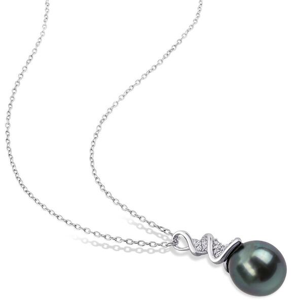 Gemstone Classics&#8482; Black Tahitian Pearl Twist Drop Pendant
