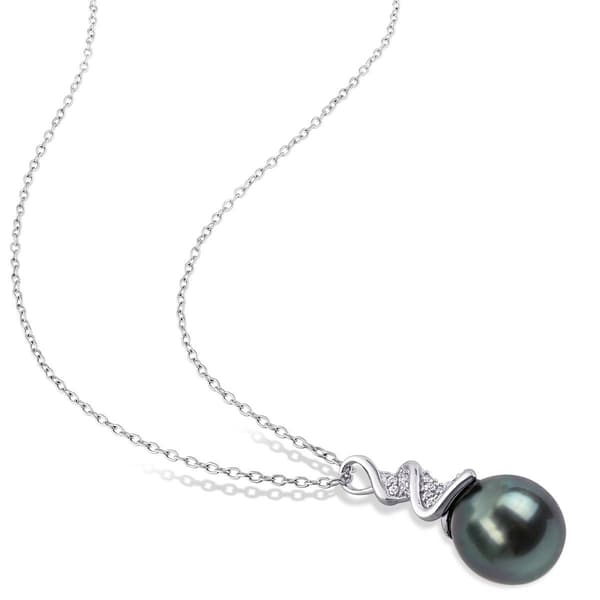 Gemstone Classics™ Black Tahitian Pearl Twist Drop Pendant