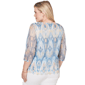 Petite Alfred Dunner Out Of The Blue Scallop Trim Ikat Blouse - image 2
