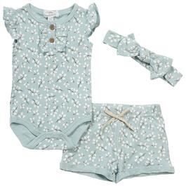 Baby Girl &#40;NB-9M&#41; Willow & Whimsy&#40;R&#41; 3pc. Leaves Shorts Set