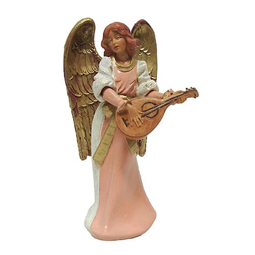Roman 6in. Gold Eva Angel w/ Mandolin Christmas Nativity Figure - image 