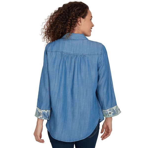 Petite Alfred Dunner Indigo Girls Button Front Denim Blouse