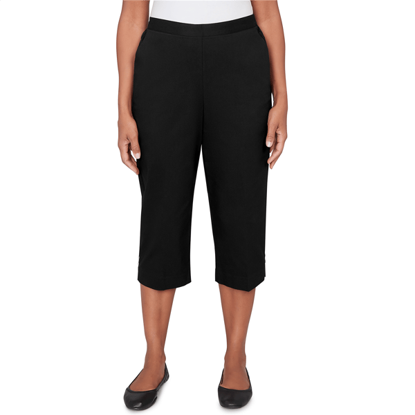 Womens Alfred Dunner Classics_S6 Solid Twill Button Hem Capri Pa - image 
