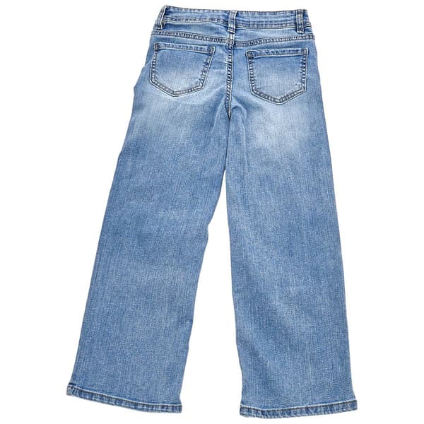 Girls (7-14) Blue Spice Shadow Patch/Rhinestone Wide Leg Jeans