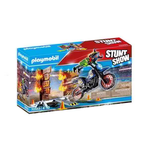 Playmobil Stunt Show Motorcross with Fiery Wall