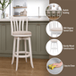 HH2 Home Savana White Wood Swivel Bar Height Stool - image 10