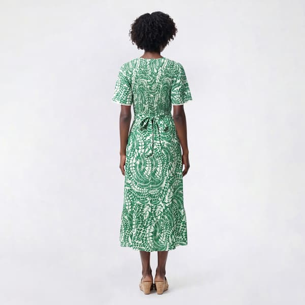 Womens Luxology Flutter Sleeve Vine Tie Waist A-Line Dress
