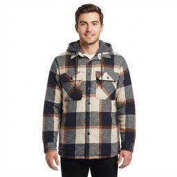 Mens Mountain Ridge Flannel Jacket w/ Chest Protector - Blue/Tan