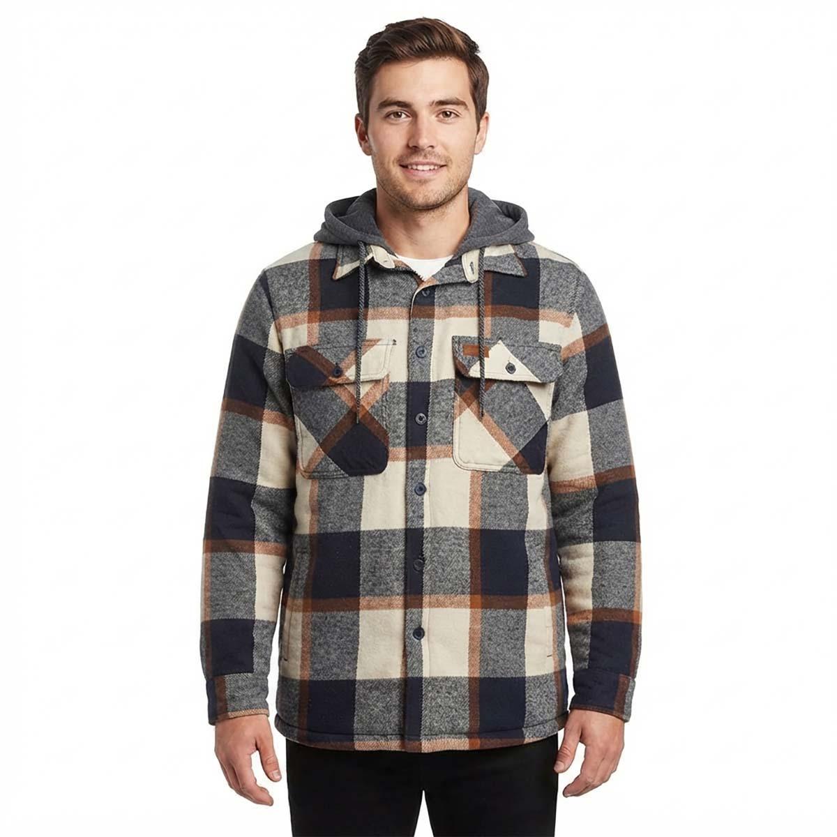 Mens Mountain Ridge Flannel Jacket w/ Chest Protector - Blue/Tan