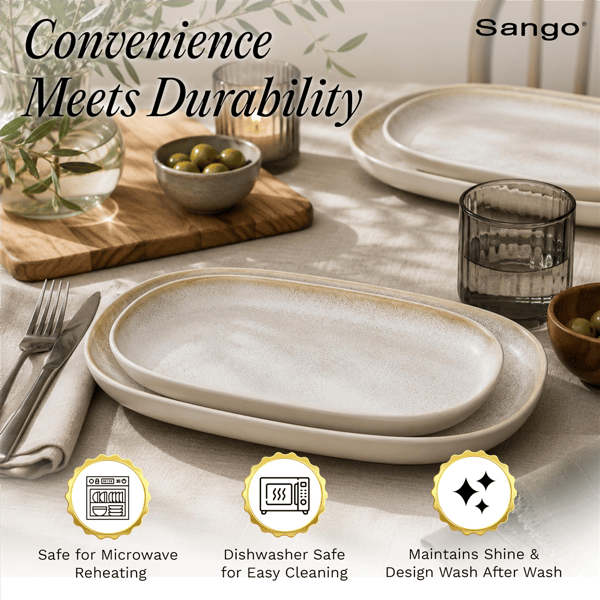 Sango Anderson Cream Large Stoneware Serving Platters - Set of 2
