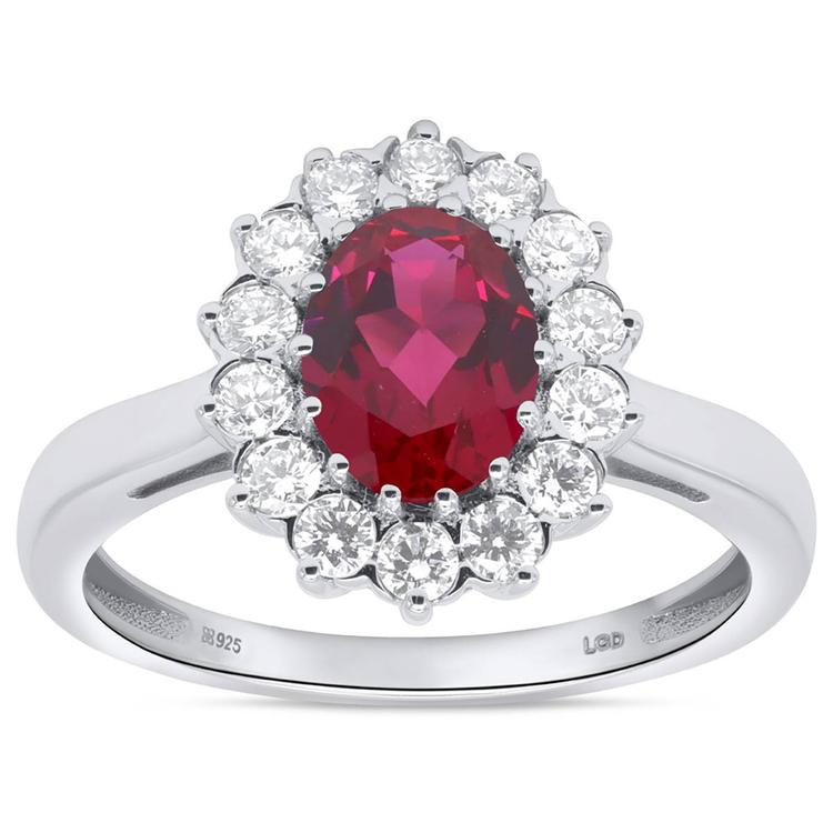 Nova Star(R) Oval Lab Grown Ruby w/ 1/2ctw. Lab Grown Diamond Ring