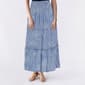 Juniors Pink Rose Gauze Print Tier Wide Smock Waist Skirt - image 1