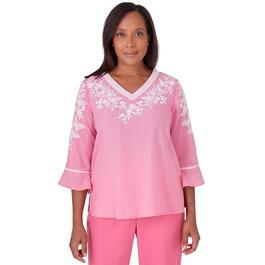 Womens Alfred Dunner Paradise Island Woven Embroidered Top