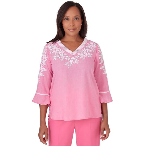 Womens Alfred Dunner Paradise Island Woven Embroidered Top - image 
