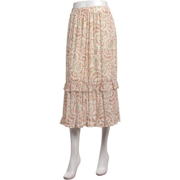 Womens Harlow & Rose Elastic Waist Tiered Ruffle Midi Skirt - image 