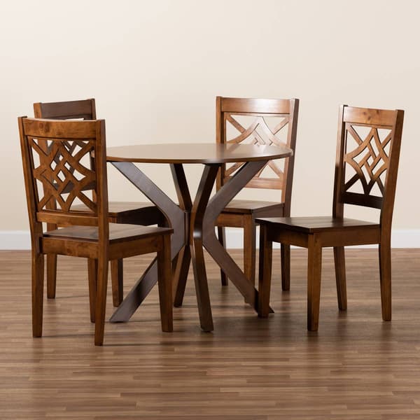 Baxton Studio Miela Walnut Brown Finished Wood 5pc. Dining Set