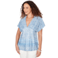 Womens Skye’s the Limit Sunny Blue Skies V Neck Layered Blouse - image 3