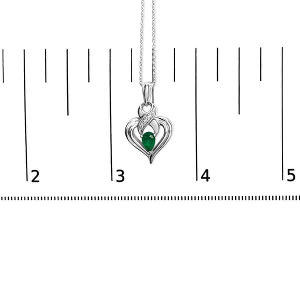 Haus of Brilliance Sterling Silver Emerald & Diamond Pendant